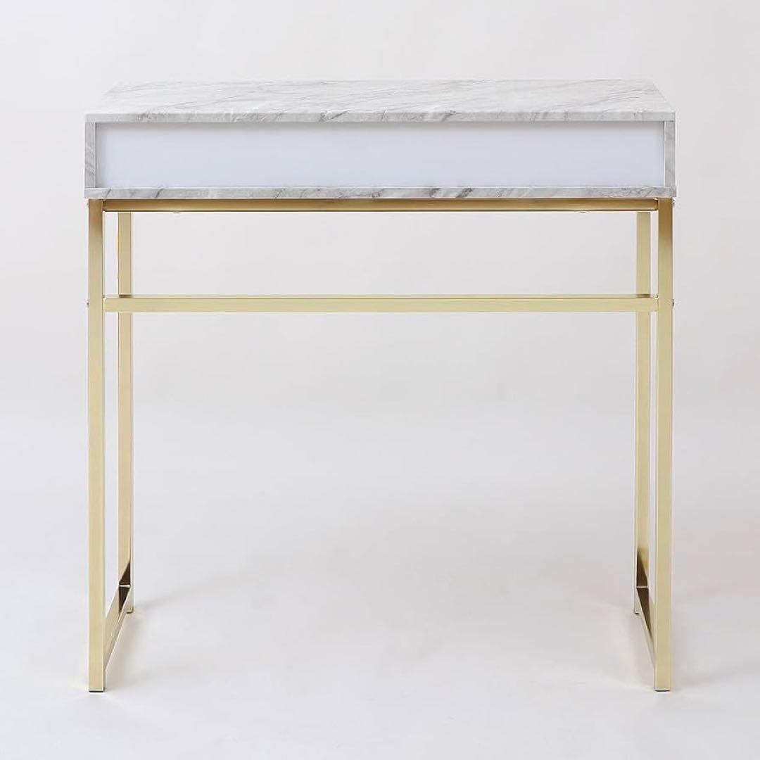 送料無料　コンソールテーブル　引き出し付き　大理石柄　ホワイト　ゴールド　飾り棚