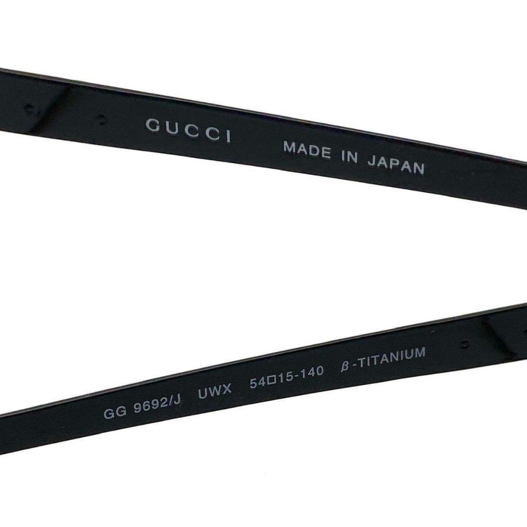 グッチ 眼鏡 伊達メガネ チタニウム ブラック シルバー 美品 80210