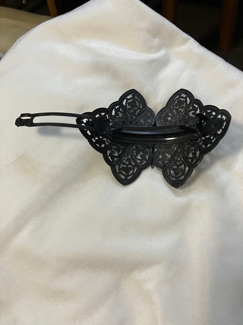 14 美品　イマック imac トンボ形状 ヘアバレッタ　漆黒ブラック