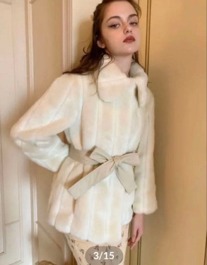 ジャケット・アウター parisienne ribbon 2way fur coat epine