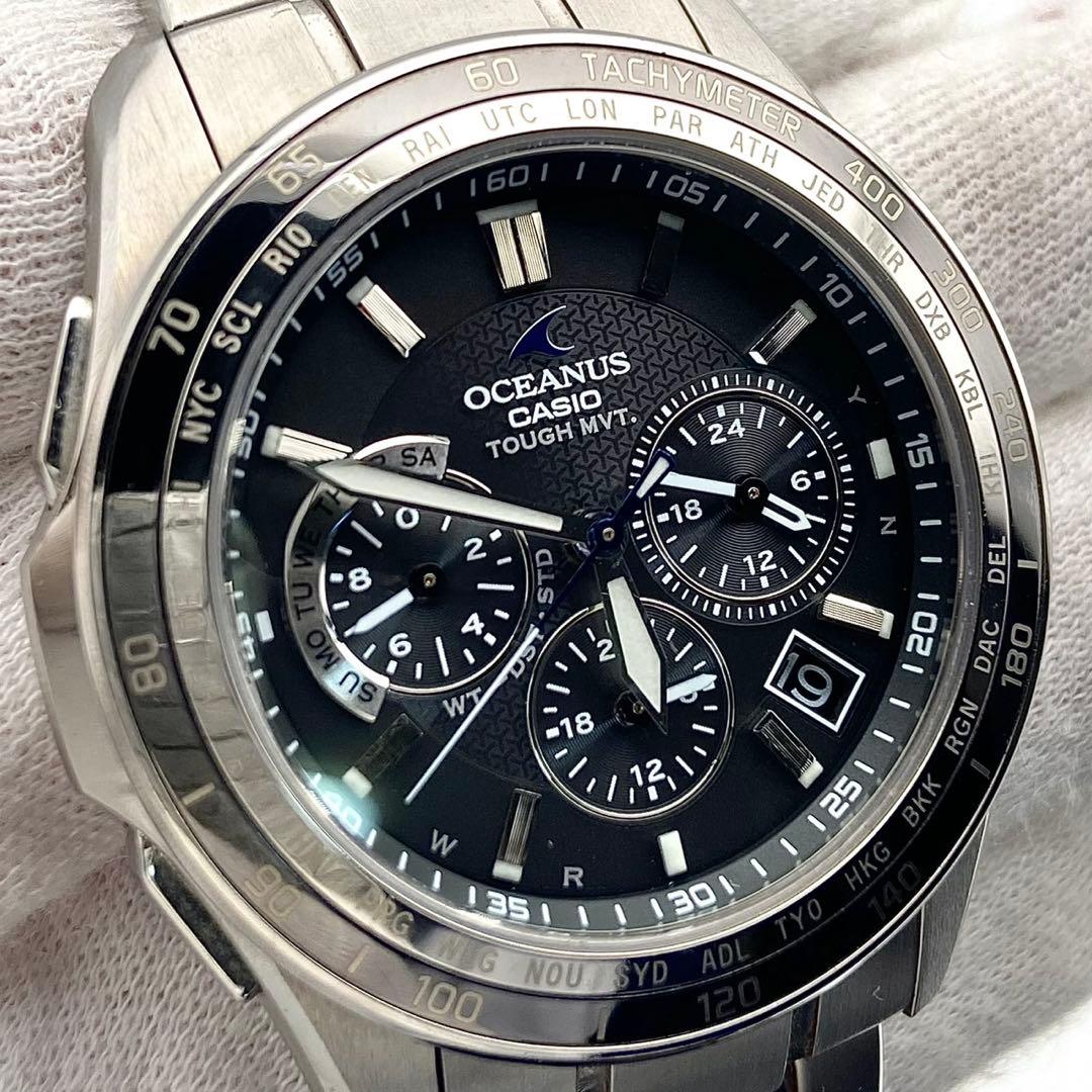 【稼働】CASIO オシアナス 電波ソーラー 腕時計 クロノグラフ デイト