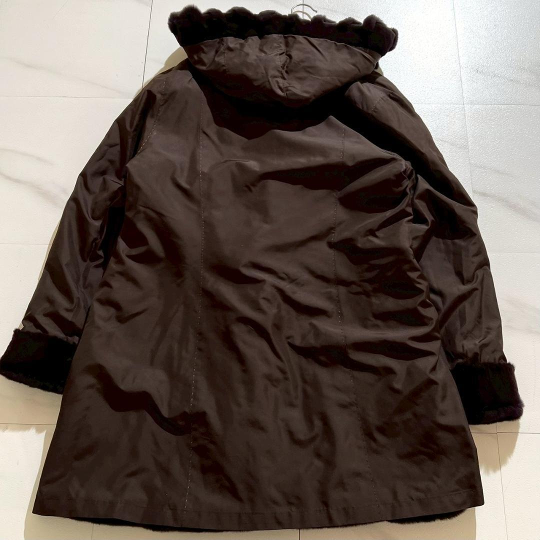 【極美品/L】 バルマン リバーシブル シェアードミンク ファーコート フード