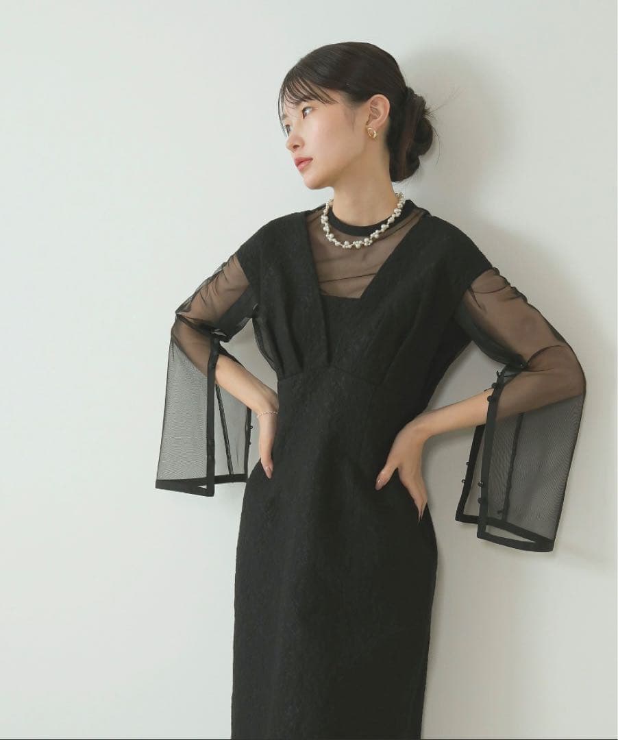 kana ジャガード ワンピース チュール トップス セット パーティー ドレス