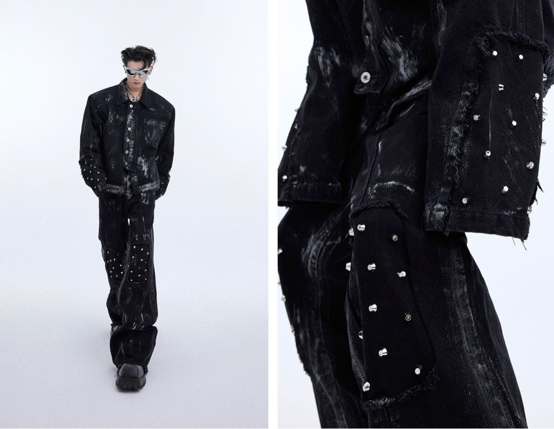 ARGUE CULTURE ペイントスタッズデニムセットアップ ブラックy2k