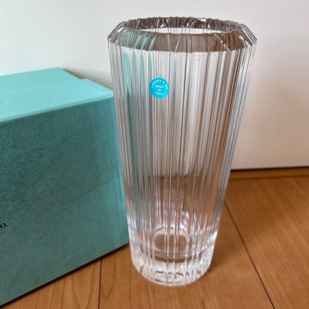Tiffany & Co. クリスタル花瓶 リブデザイン