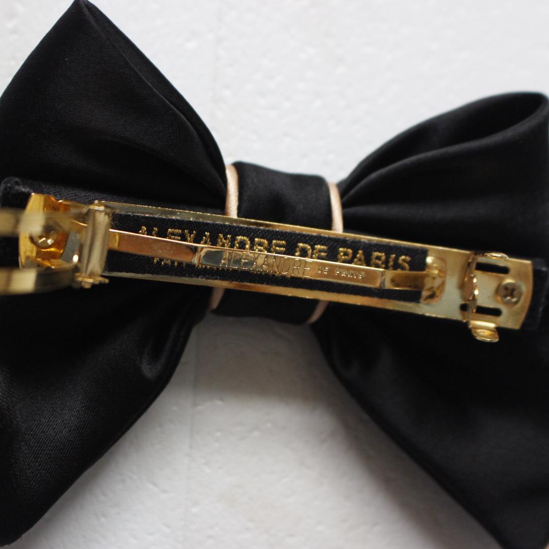 ALEXANDRE DE PARIS リボンバレッタ ブラック シルクサテン