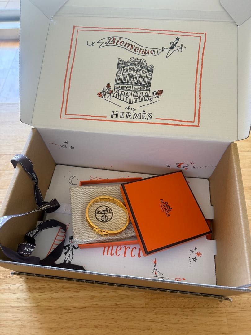 HERMES≪クリックH≫ブレスレット ゴールドx廃盤ダークオレンジ12万→3万