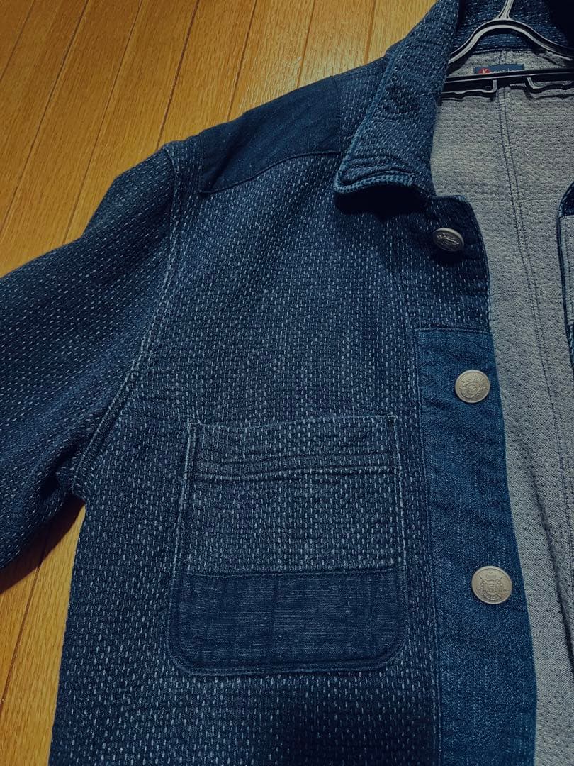 kasurira カスリラ ジャケット デニム コート 藍色 絣 カバーオール