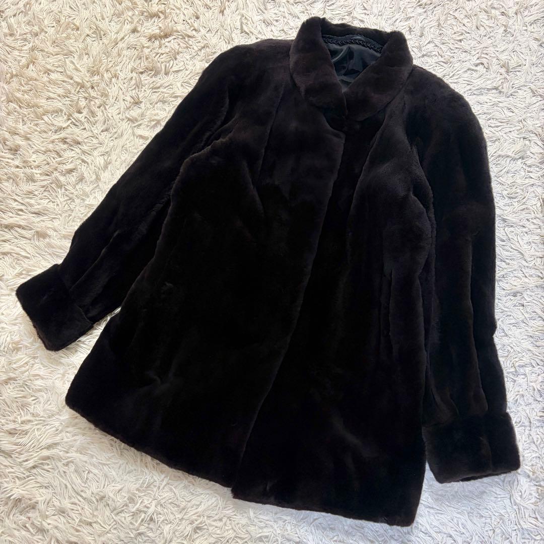 最高級 銀タグ サガミンク リアルファーコート 豪華裏地刺繍 シェアードミンク