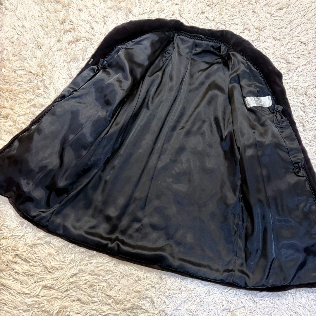 最高級 銀タグ サガミンク リアルファーコート 豪華裏地刺繍 シェアードミンク