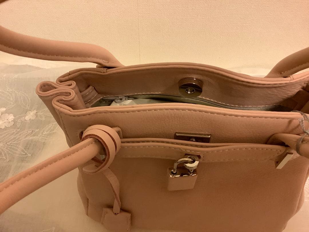 (新品未使用品)HAMANO(ハマノ)レザーハンドバッグ/ピンク/牛革