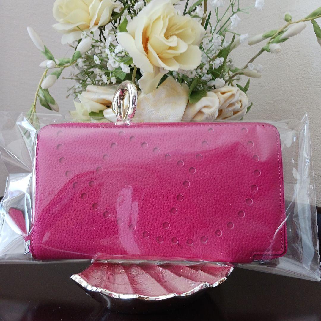 美品.新品.HERMES ピンクtogoエブリンラウンドファスナー長財布