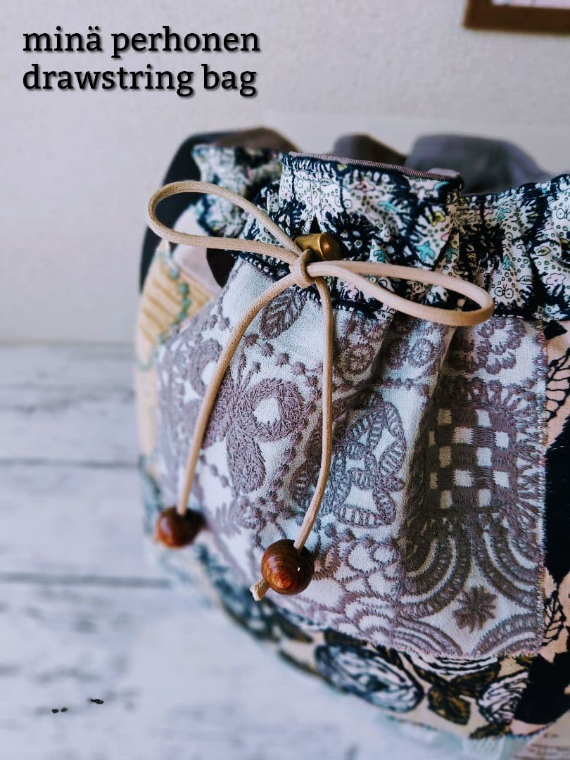 【再販ナシ】ミナペルホネン ドローストリングバッグ 巾着バッグ アネモネ