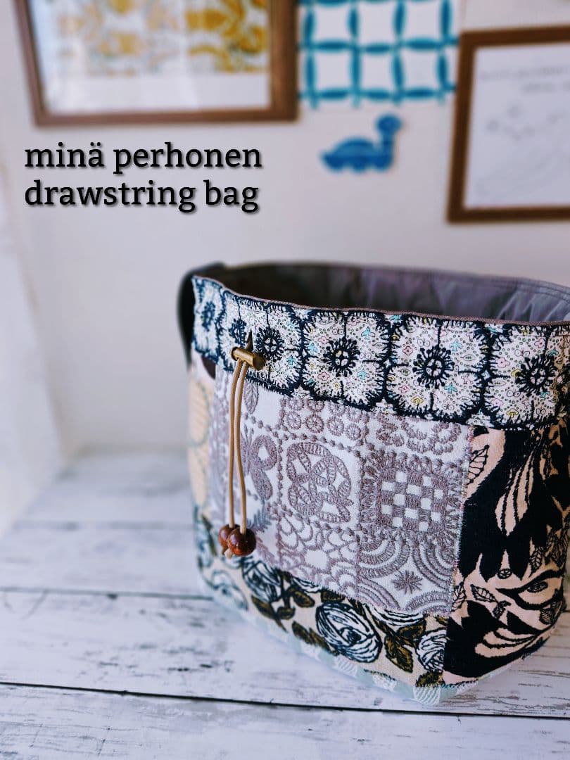 【再販ナシ】ミナペルホネン ドローストリングバッグ 巾着バッグ アネモネ