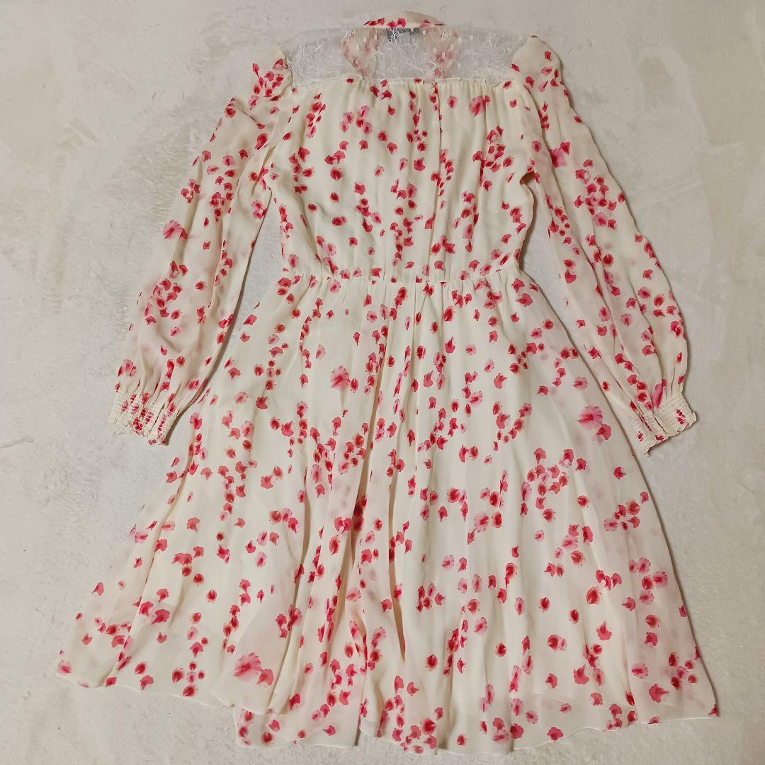 Giambattista Valli ボウタイ　花柄シフォンワンピース　レース