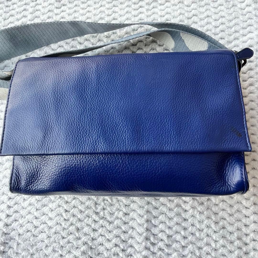 イアパピヨネ 柄ワイドテープショルダーバッグ ダルメシアン ボディバッグ ブルー