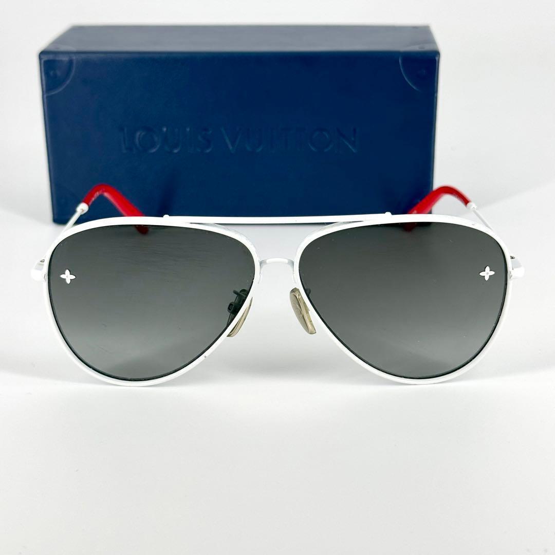 ルイヴィトン サングラス LV パイロット Z1637U ホワイト レッド