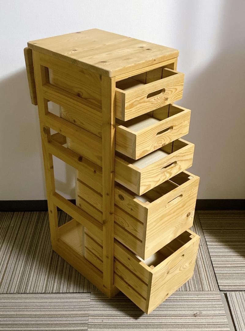 YAMAZEÑ バタフライキッチンストッカー キャスター付き ナチュラル