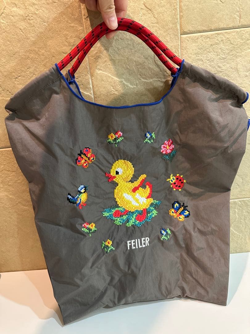 ボールアンドチェーン FEILER アヒル刺繍 エコバッグ　Mサイズ