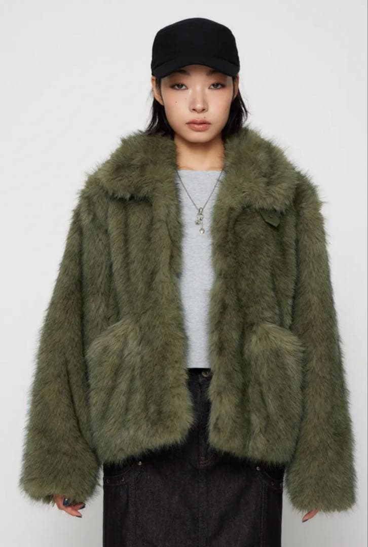 ラグアジェム　ファーコート　カーキ　Mサイズ