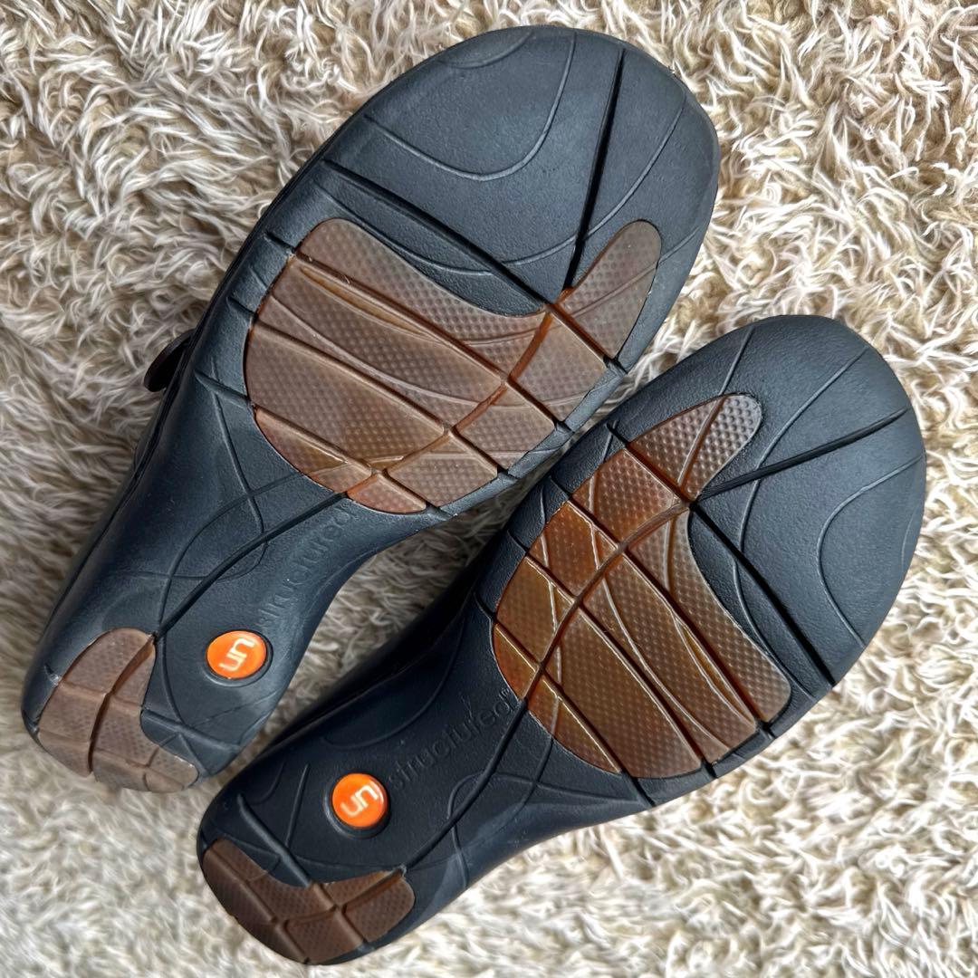 Clarks〈クラークス〉 本革　レザー　コンフォートフラットシューズ　ブラック