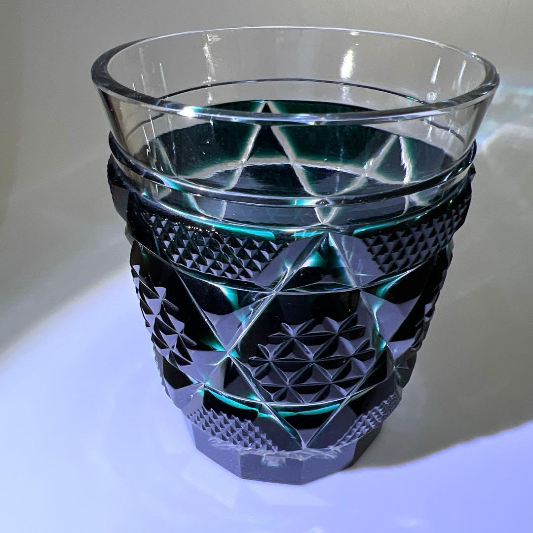 島津磯斉　薩摩切子オールドファッションタンブラー　共箱　東Y7-1203☆1F