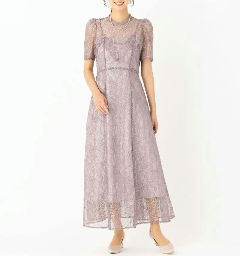 【美品】スナイデル シャイニーレースドレス パーティー オケージョン マキシ丈