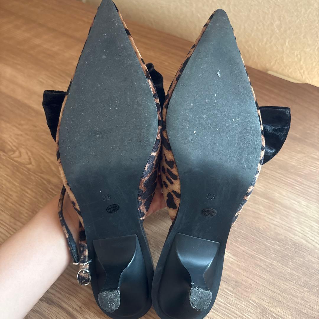 【maisonspecial】 2way ribbon mule leopard