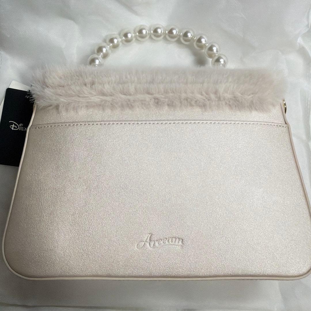 Areeam ミッキー/ファー付きキルティングバッグ　オフホワイト