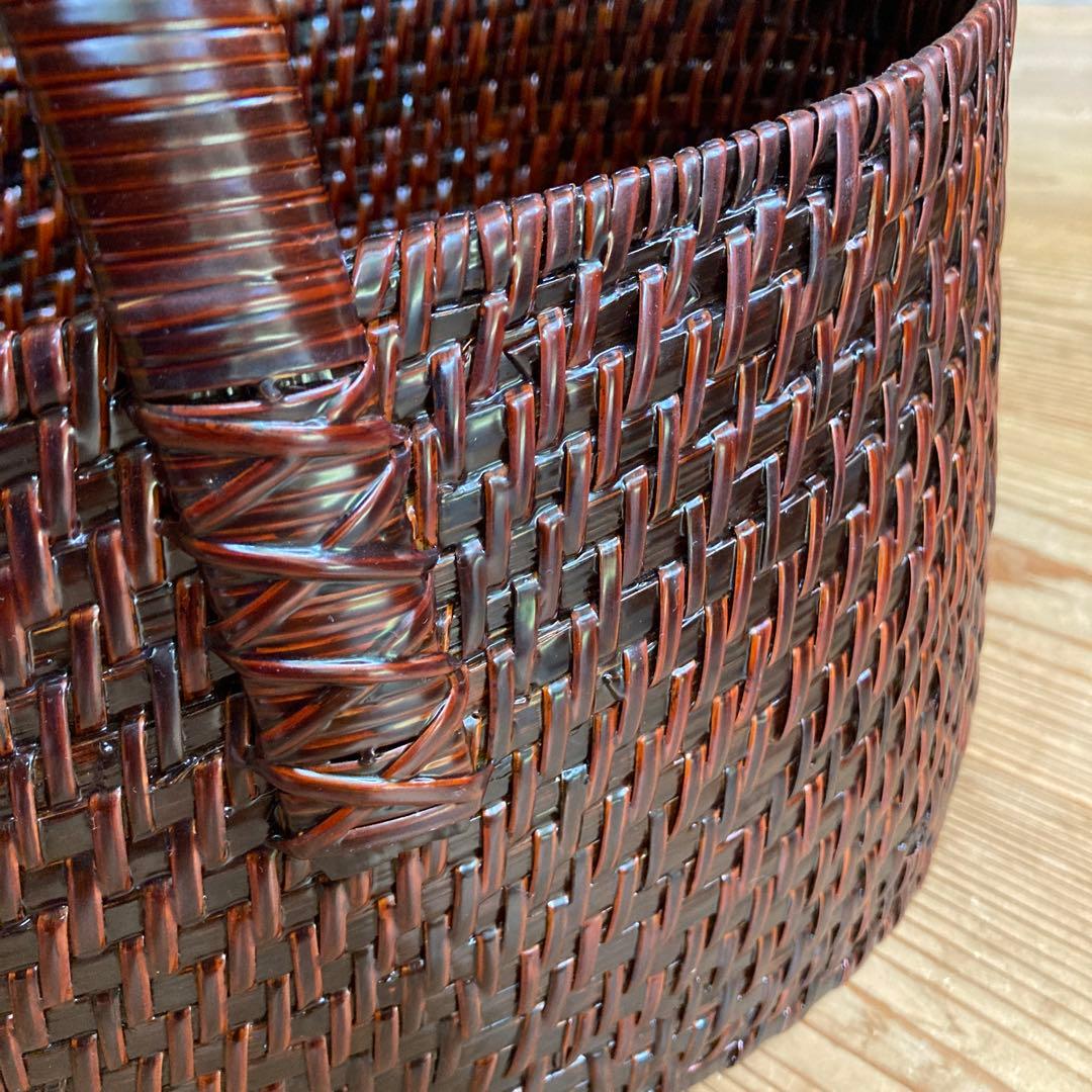 ⭐︎美品⭐︎未使用　天然素材　バスケット　かご　籐籠　竹籠　漆塗り　漆