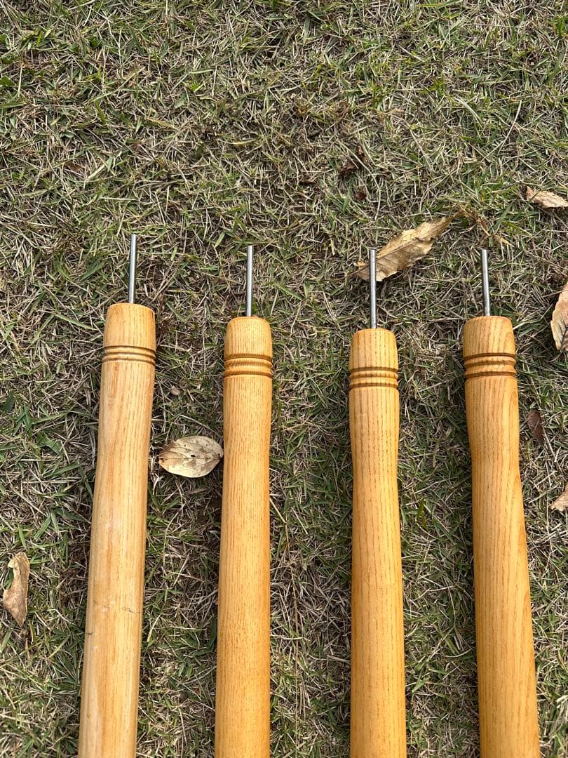 購入価格8万円　ウッド　タープポール　6本　木製　真鍮　ビンテージ　キャンプ