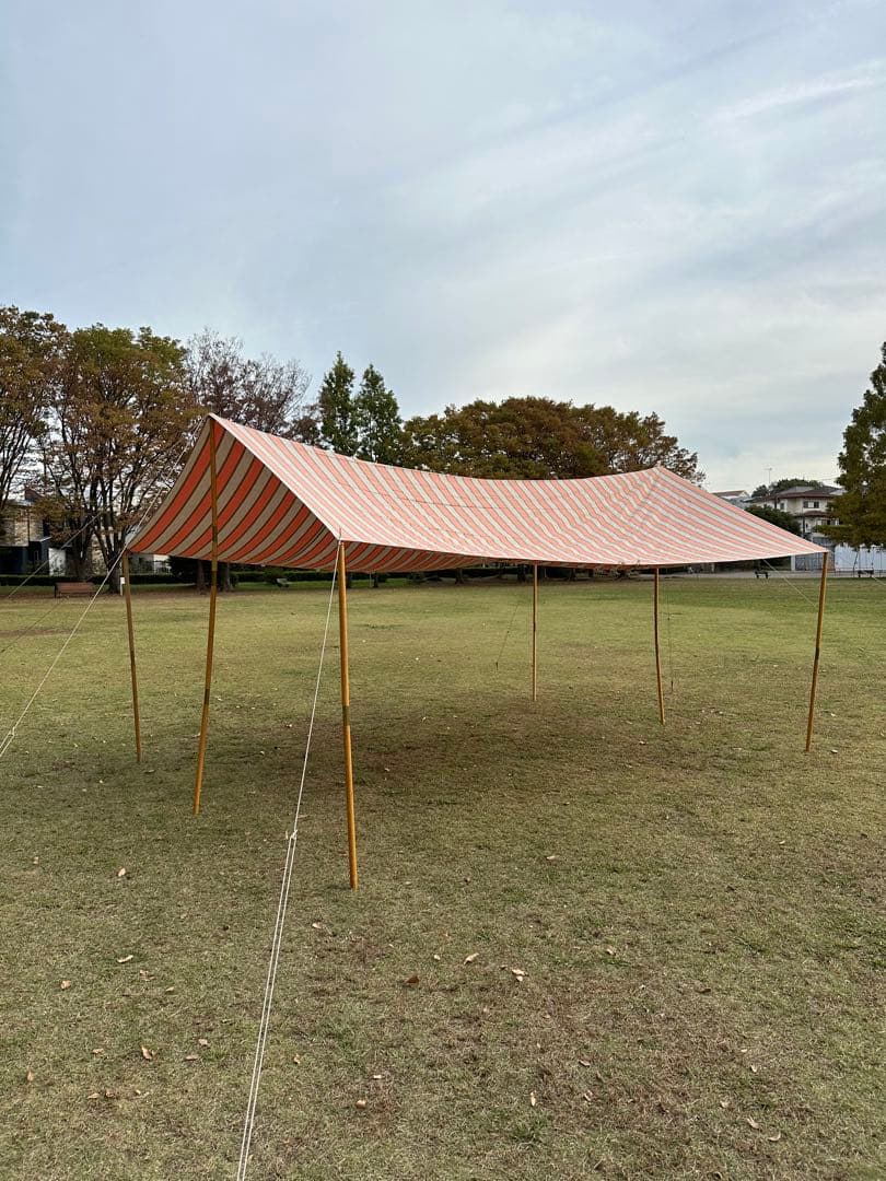 購入価格8万円　ウッド　タープポール　6本　木製　真鍮　ビンテージ　キャンプ