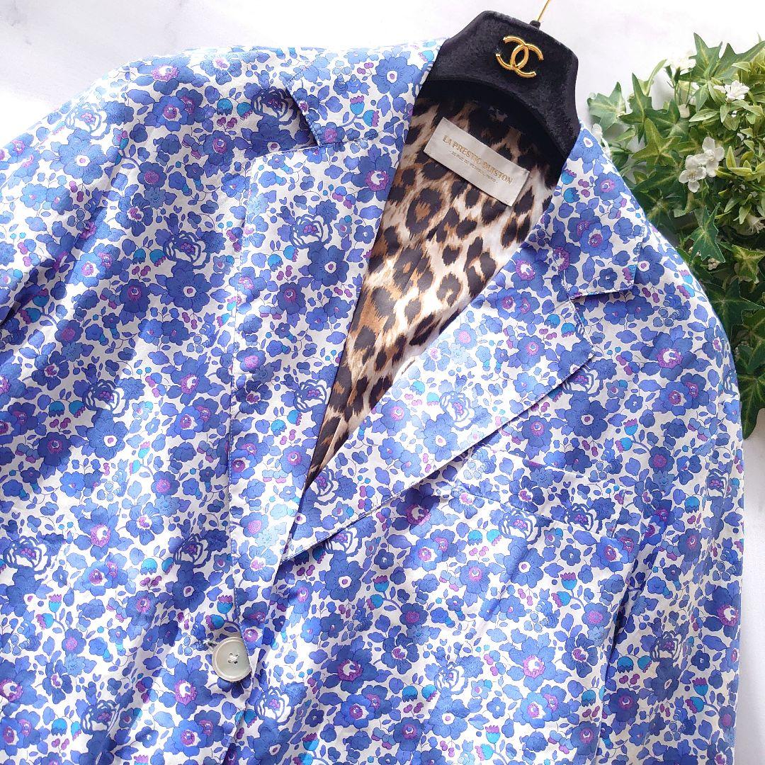 23SS ラ プレスティックウィストン テーラードジャケット 花柄 青 0 S