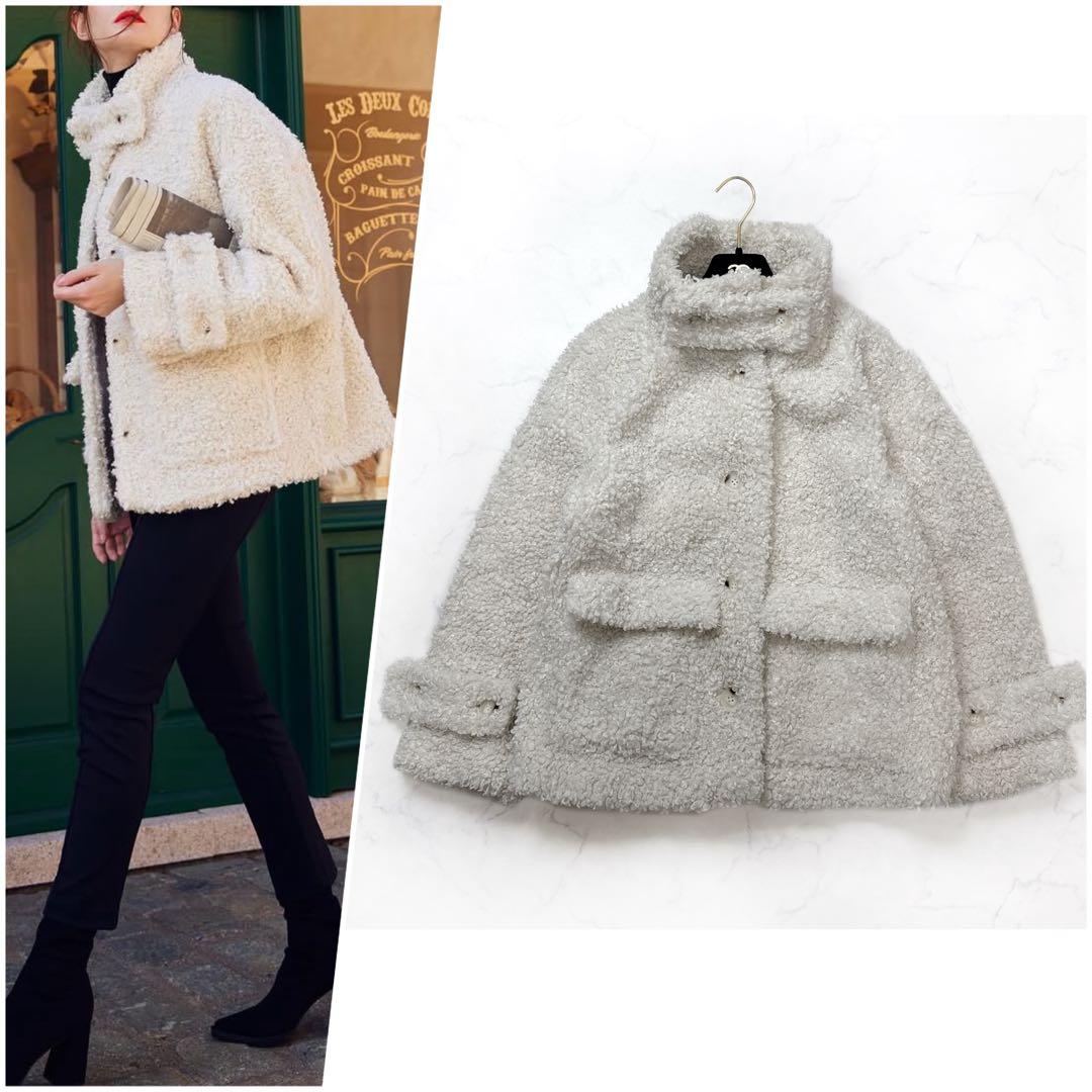 23AW ツルバイマリコオイカワ Goldie プードルファーコート アイボリー