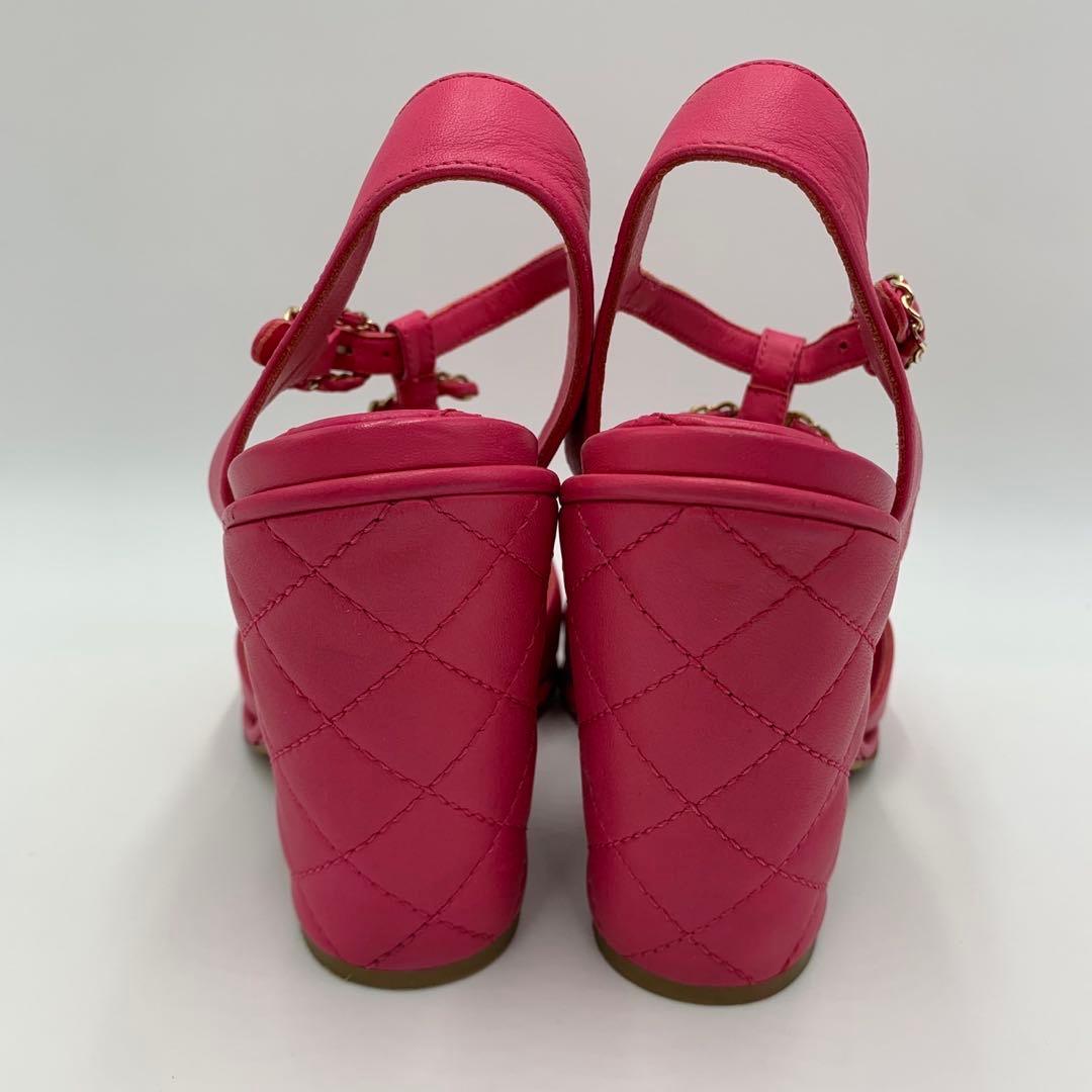 ［極美品］シャネル　マトラッセ　チェーン　ココマーク　ヒールサンダル　35