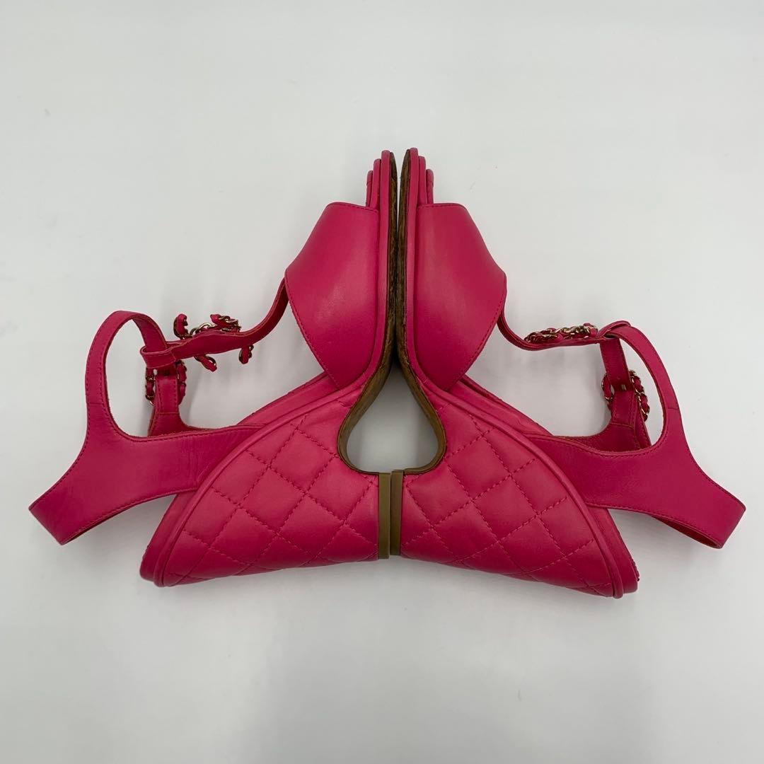 ［極美品］シャネル　マトラッセ　チェーン　ココマーク　ヒールサンダル　35