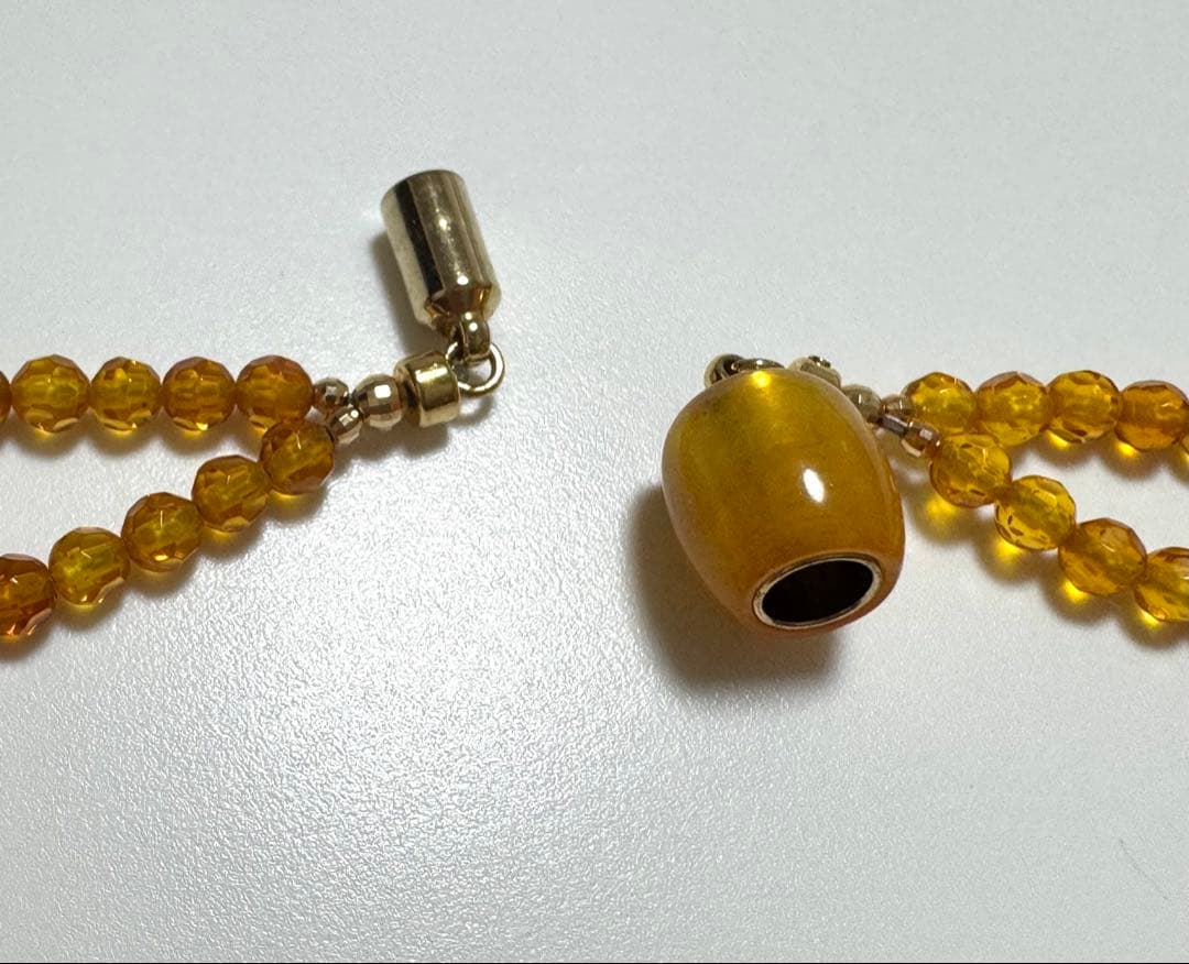 18金 K18琥珀 琥珀系 ネックレス 美品 K18刻印あり