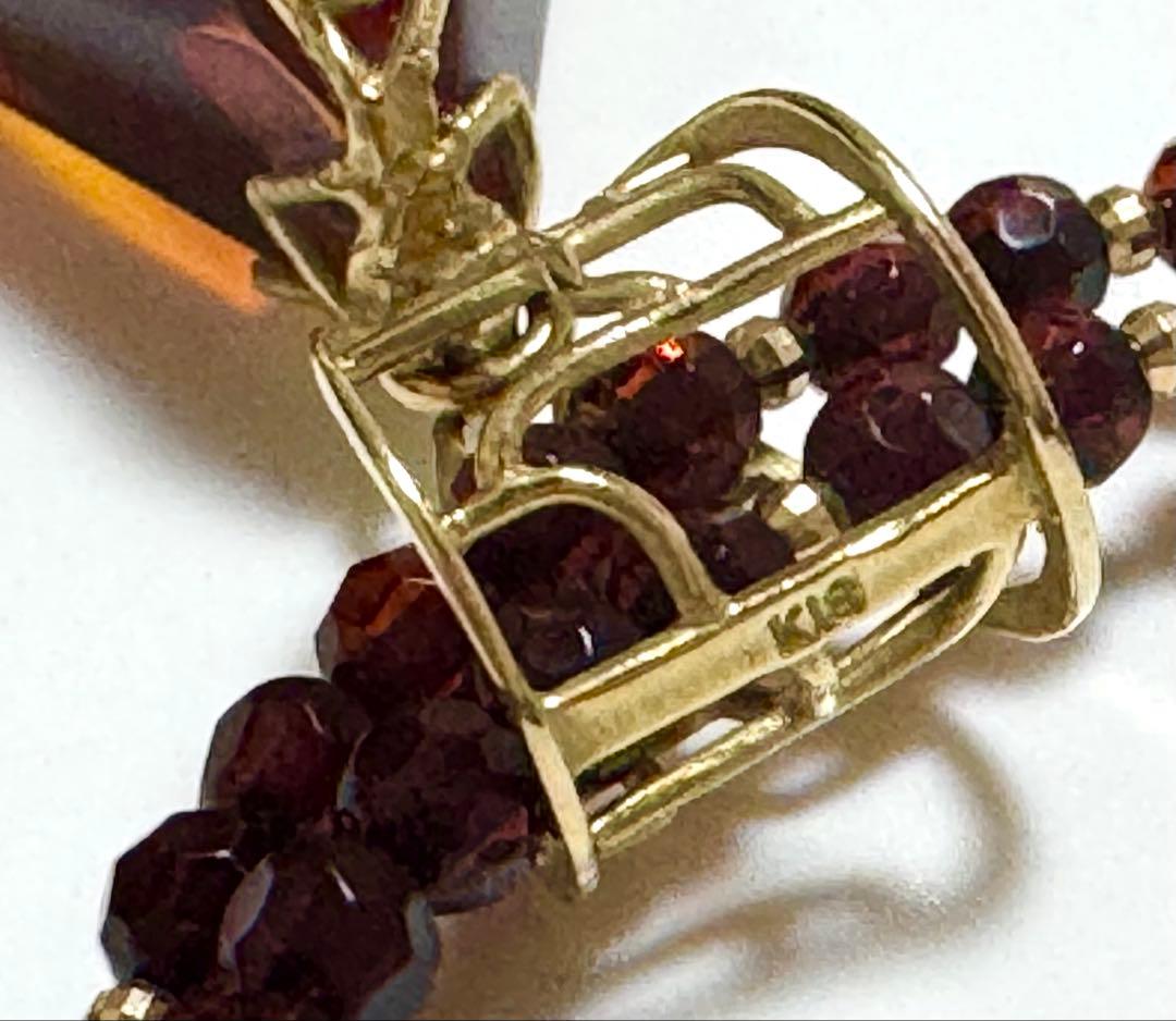 18金 K18琥珀 琥珀系 ネックレス 美品 K18刻印あり