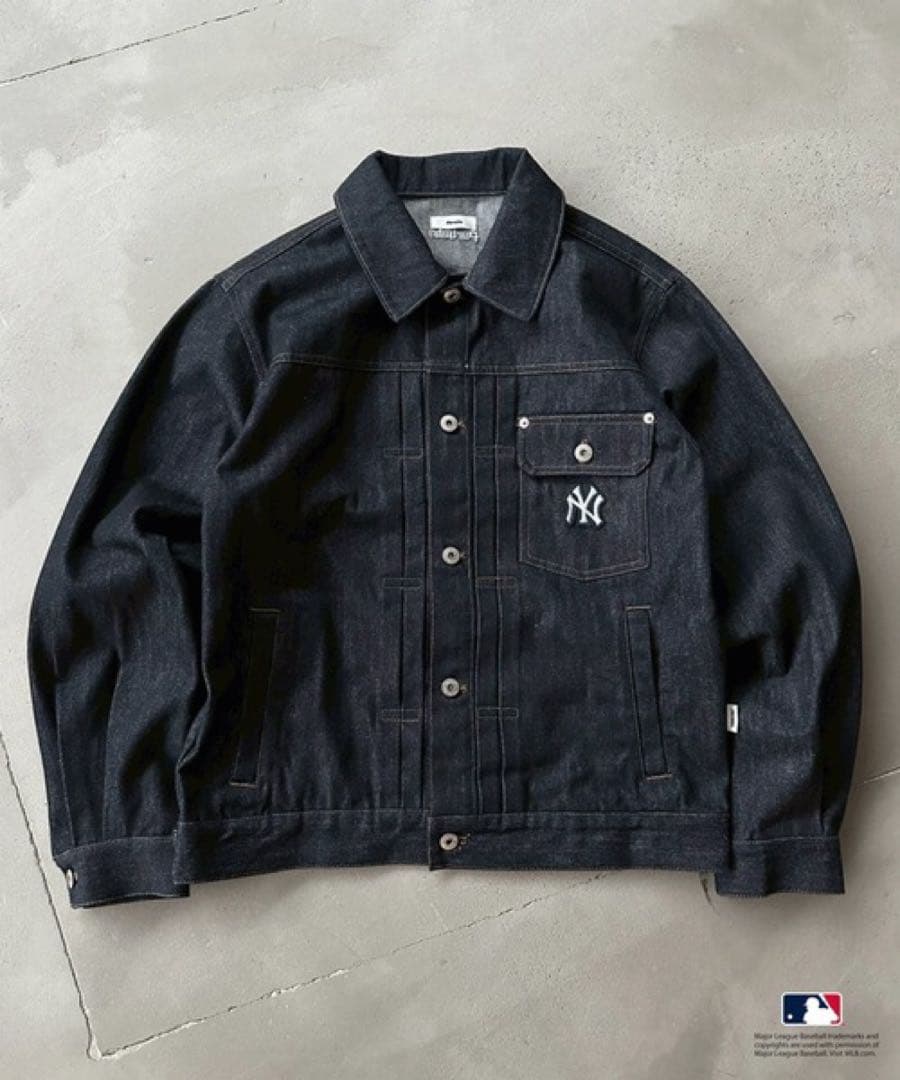 Perushu × MLB コラボリジットデニムジャケット　ネイビー　Mサイズ