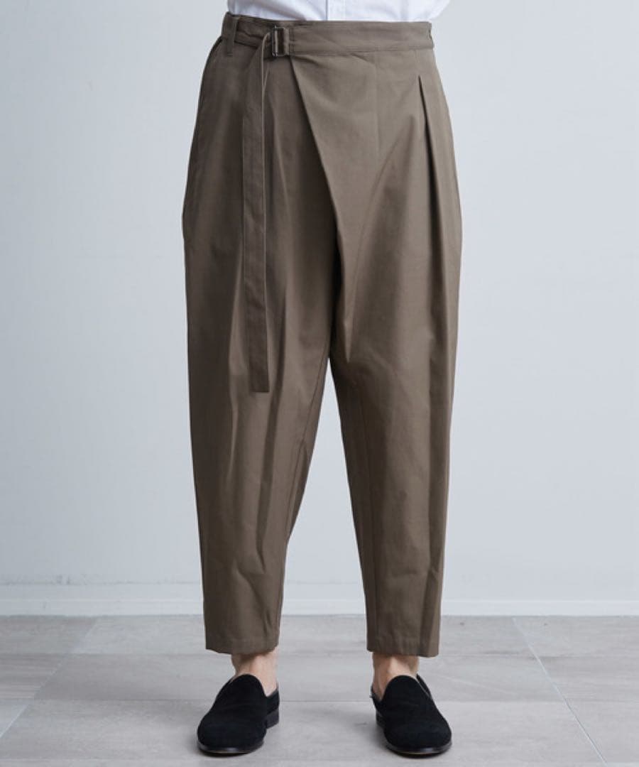 KAZUYUKI KUMAGAI 80/2 強撚ギャバ ベルト付ラップパンツ