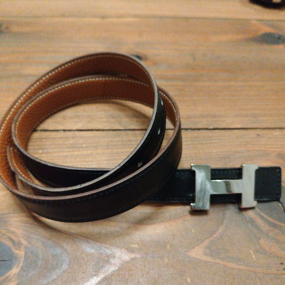 HERMES リバーシブル レザーベルト H型バックル