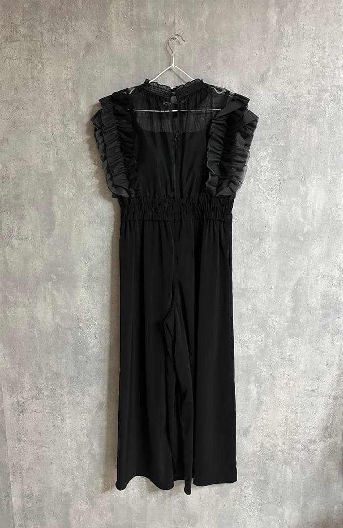 niana フリルハイウエストワイドパンツドレス オールインワン　黒