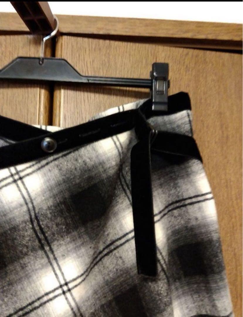 07AW NUMBER (N)INE オンブレチェック ラップスカート フリンジ