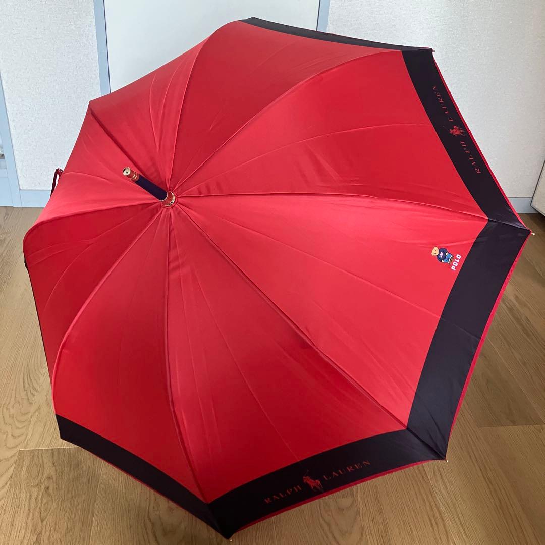 【未使用品】ポロラルフローレン ポロベア バイカラー 長傘 レッド×ネイビー