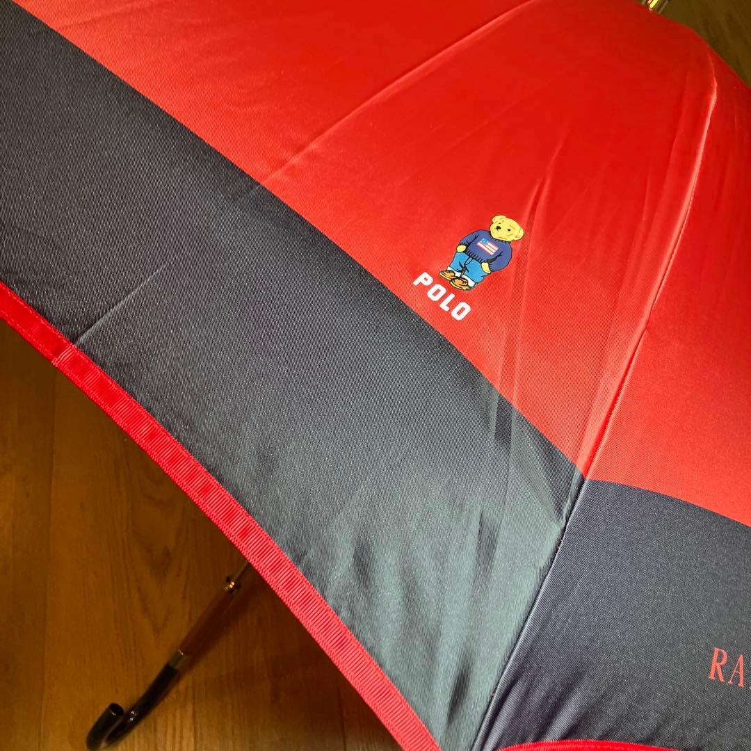 【未使用品】ポロラルフローレン ポロベア バイカラー 長傘 レッド×ネイビー