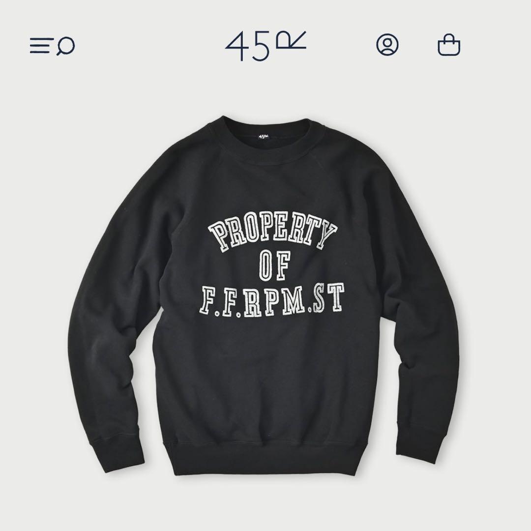 45R プロパティロゴプリント裏毛の908スウェット