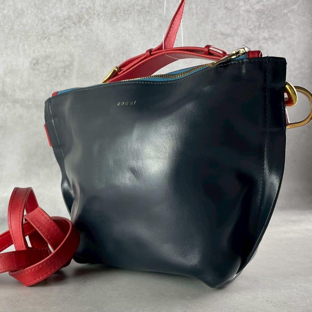 sacai トラペゾイド ベルトショルダーバッグ レザー マルチカラー