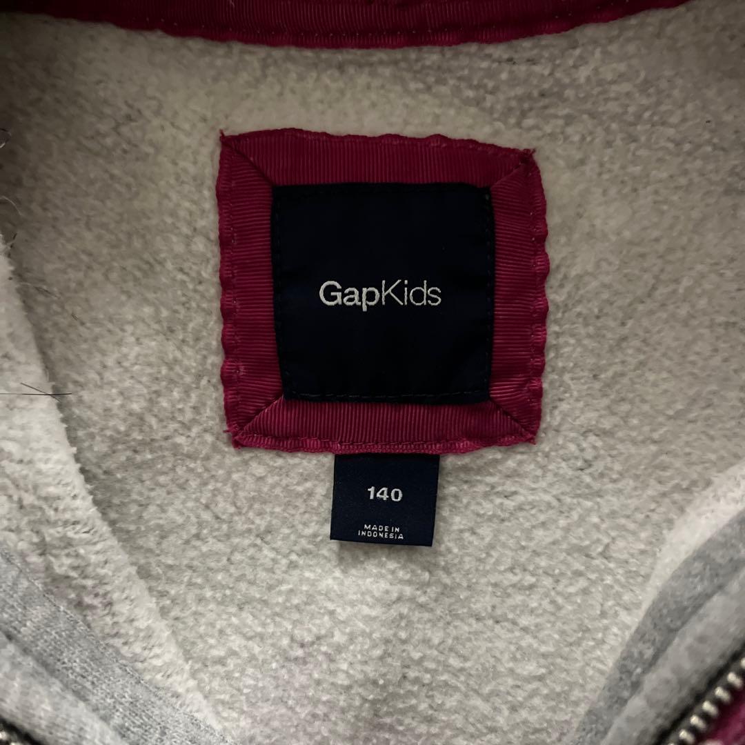 Gap ピンク　グレー　ジップパーカー　ファー　y2k 平成ギャル　短丈