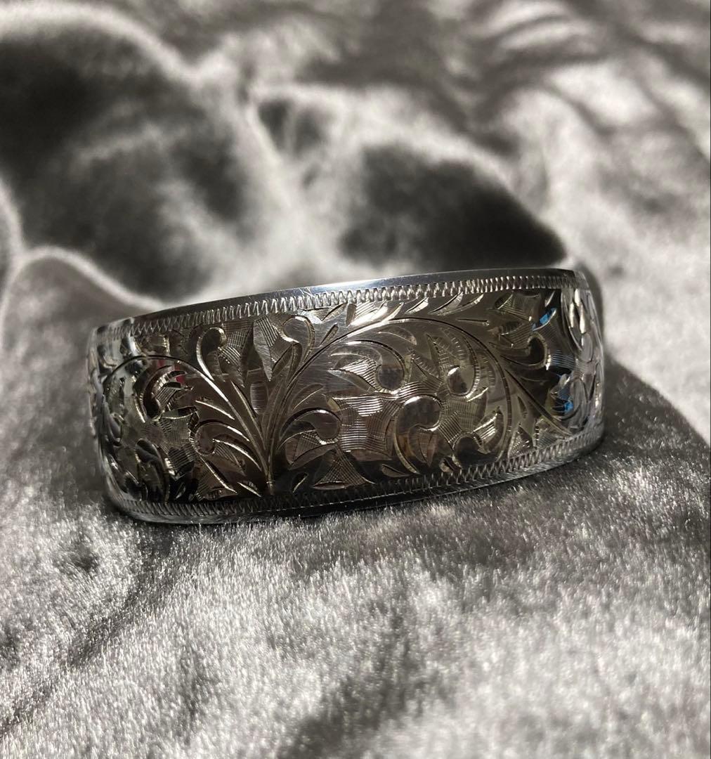 銀製 作家物 靖山 バングルとリングのセット