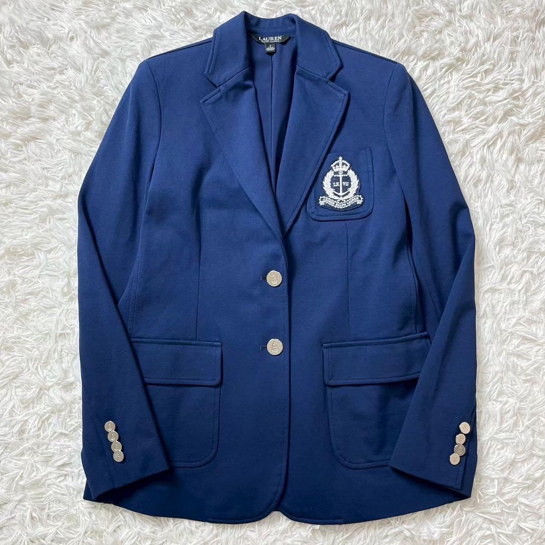極美品　希少　ローレンラルフローレン　紺ブレ　ワッペン　エンブレム　銀ボタン　4